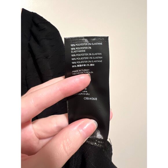 NWT Free People Violet Mini Dress Textured Puff Sleeve Black OB1140618 Medium - Picture 10 of 14